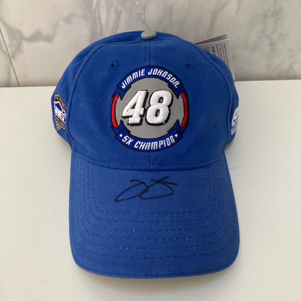 Jimmie Johnson #48 NASCAR Sprint Cup Series 5x Champion Lowes Hat Autographed